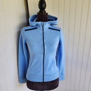 Tek Gear Girl's Long Sleeve Fleece Hoodie Full Zip Blue Sweatshirt L 10/12